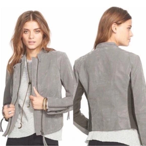 Free People Jackets & Blazers - Free People Steel Mill Jacket Womens 4 Faux Suede Moto Gray Boho NWT Indie